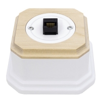 Розетка Internet для наружного монтажа белый/дуб некрашеный/фигурная